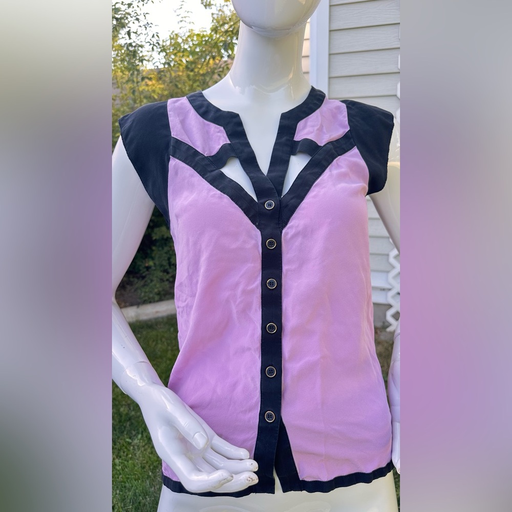 Yumi Kim Black and Pink Button-Down Shirt
